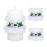 Tropfschutz Kommunionkerze,4-9cm Tropfenfänger Kerzentropfschutz,2 Stück Tropfschutz Taufkerze,Weiß Taufe Fisch Deko Kerzenrock,für Taufkerze Kommunionkerze Hochzeitkerze