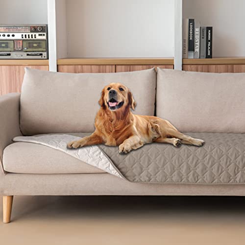 Image of gogobunny 100% Double Sided Waterproof Dog Blanket Soft Pet Bed Cover Reversible Protect Furniture Couch Sofa Car for Puppy Large Dog Cat (Dark Stone /Light Stone, 30x70 Inch (Pack of 1))