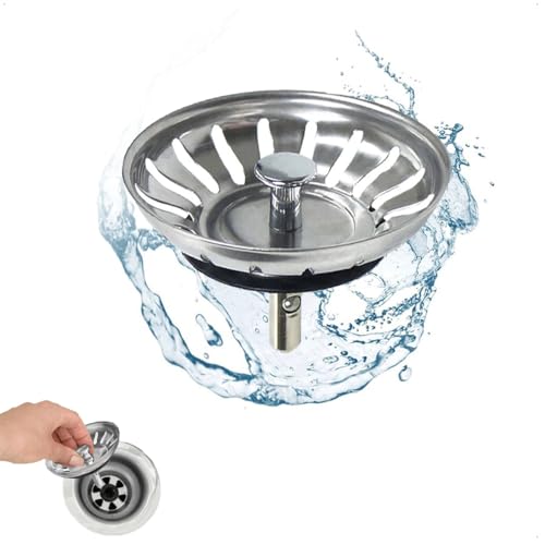 Auriselle Fregaderos de Cocina Colador Universal de 80 mm Tapón de Desagüe de Acero Inoxidable con Protección contra Olores Fácil Instalación y Durabilidad para Fregaderos y Lavabos de Cocina