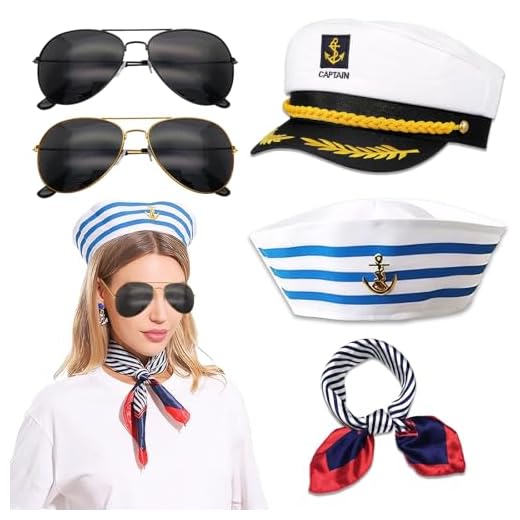 Titanic Barco - Conjunto de Disfraz de Marinero para Adultos y Jóvenes - Gorra de Capitán de Barco Ajustable y Gorro Marinero con Barça Elegante