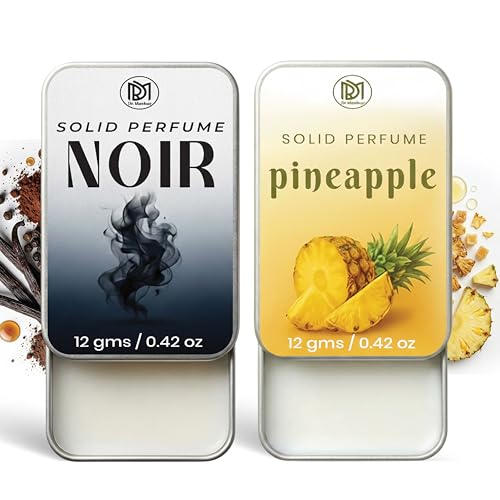 Image of Dr.Mashur Solid Perfume |pineapple&Noir Alcohol Free Wax Perfume Balm, Long Lasting | Pocket Tin 12g, Pack Of 2| Non Greasy Smooth Glide, Travel Friendly Men And Women