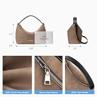 BOSTANTEN Suede Leather Crossbody Bags for Women Vintage Shoulder Purse Slouchy Hobo Handbag with Adjustable Strap, Grey — image 3
