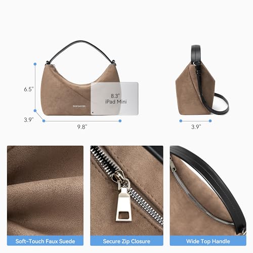 BOSTANTEN Suede Leather Crossbody Bags for Women Vintage Shoulder Purse Slouchy Hobo Handbag with Adjustable Strap, Grey by BOSTANTEN - Used condition - Image 3