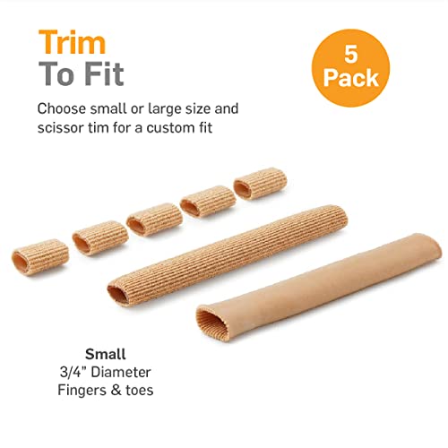 Image of NatraCure Gel Toe Tube Cushion Sleeves (Small) - 5 piece Trim-to-Fit Tubing Set - (Relieves and Protects Corns, Blisters, Hammertoes, and Calluses) - 5 PACK