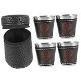 Operitacx 1 Set Weinglas Praktischer Wasserbecher Kelch Outdoor Wasserbecher Messbecher Whiskey Campingzubehör Campingbecher Kleine Gläser Leder Spirituosen Reisen