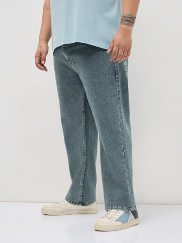 Image of Urbano Plus Men's Regular Fit Heavy Washed Denim Jeans Stretchable