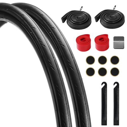 2Pcs 700x25c Tire, Road Bike Tires 700 x 25c & Inner Tubes