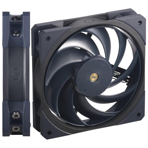 Cooler Master Mobius 120 OC Ventilateur de Boîtier - Design Ring Blade (PWM), Sélecteur de Vitesse, Double Roulement à Billes & Moyeu en Métal (max. 88.1CFM, 4.75mmH2O, 39.3dBA)- Bleu Foncé & Noir