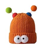 Wintermütze für Kinder Kleinkind Kinder, Kleinkind Mütze mit Monster Warm Fleece gefüttert, Kinder Zubehör Strickmützen Mütze-Orange