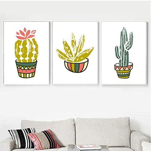 Peintures sur toile moderne de feuilles vertes decoration murale sans cadre