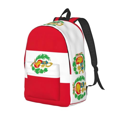 Sac à dos imprimé drapeau du Pérou avec grand compartiment ordinateur