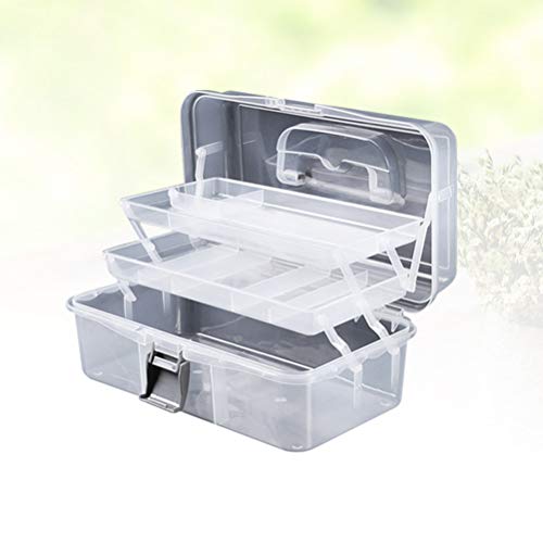 Image of Foldable Nail Tool Box Multi- Functional Nail Storage Organizer Cosmetic Case Three- Layer Acrylic Nail Toolbox (Small, Transparent) Musical Acessories