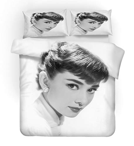 NICHIYO Marilyn Monroe Parure de lit 3 pièces en microfibre avec housse de couette et taie d'oreiller Impression numérique 3D (6, Super King 220 x 260 cm)