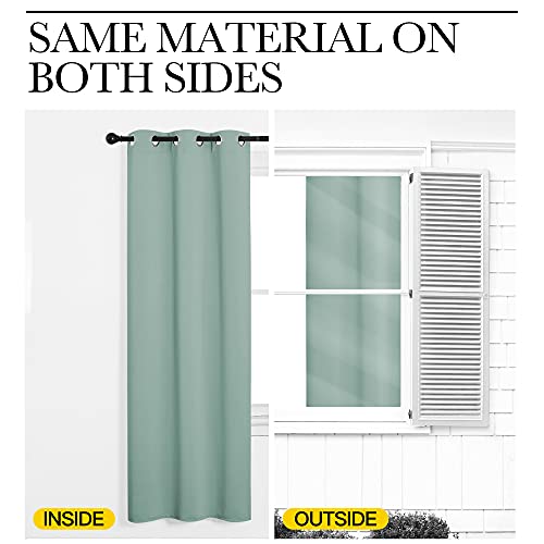Image of NICETOWN Small Window Curtains for Bedroom, Seafoam Green Window Treatment Thermal Insulated Solid Grommet Room Darkening Drapes for Kitchen Home Office (Set of 2, W42'' by L63'' Each Panel)