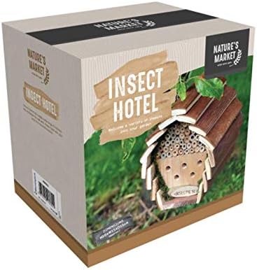 Unibos Wooden Insect and Bee Hotel Hanging Bug House Brown
