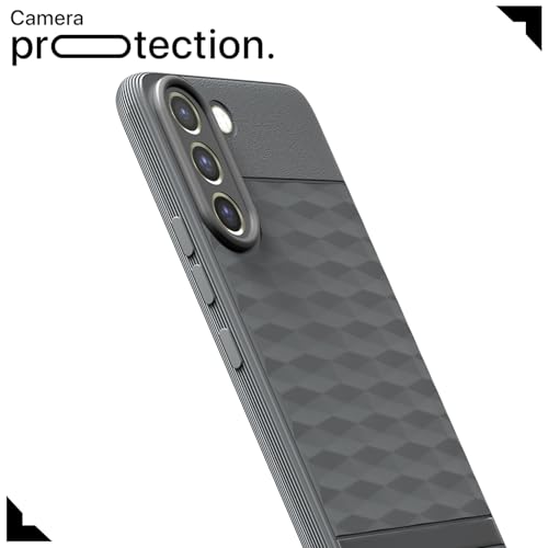Image of Pikkme Back Cover for Samsung Galaxy S21 FE 5G Soft Grip 3D Hexa Cube Texture Silicone Bumper Case (Grey)