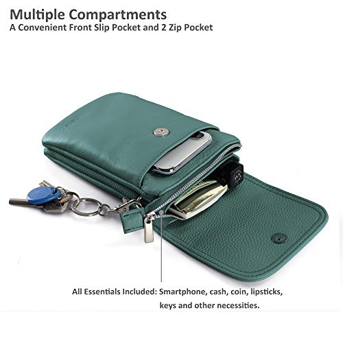Image of befen Genuine Leather Small Crossbody Bags for Women Cell Phone Bag Cross Body Purses,Silver Zipper