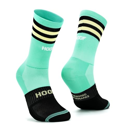 HOOF - Calcetines de Running Antiampollas - Calcetines de Deporte Compresivos y Transpirables - Diseño Acolchado en Metatarso - Sistema Vaporfeel - Unisex - Elite Pro Jade Blaze - Talla 40-43