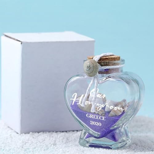 Customized Heart-Shaped Glass Sand Keepsake Jar - Personalize Your Wedding Favors with Engraved Text Date - Image 4