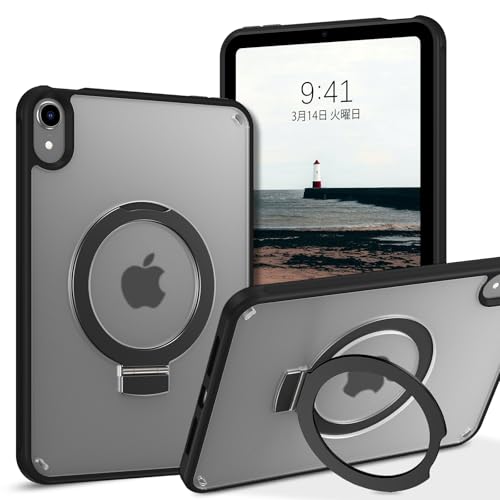 Telaso iPad Mini 7 ケース iPad Mini 6 ケース 2021 8.3インチ 第7 6世代 スタンド機能収納可能 半透明バックカバー 耐衝撃 軽量 薄型 傷つけ防止 TPU PC ブラック