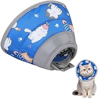 Maxentico Halskrausen für Katzen, Schutzkragen Katze, Wiederherstellung Halsband für Katzen, Verhindert Das Lecken von Wunden Katzenkragen, Katzenkragen Nach Operationen und Verletzungen(Blau, S)