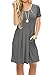 AUSELILY Women's Short Sleeve Simple Loose Casual Dress with Pockets Gray L