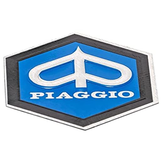 Emblema Piaggio. 6 de Esquina Cascada para Vespa PX T5 etc. – Aluminio, Autoadhesivo, 31 x 36 mm