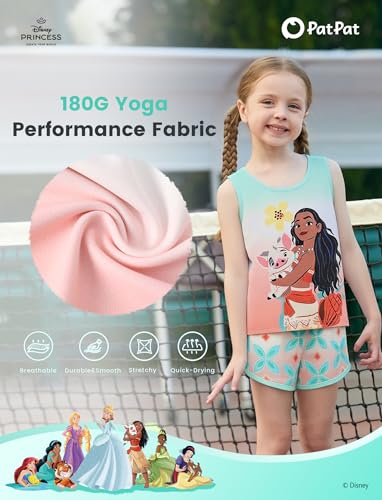 Image of Disney Stitch丨 Frozen丨 Minnie Mouse丨Princess丨Winnie Tank Top+Dolphin Shorts Girls Outfits Workout Athletic Set Summer