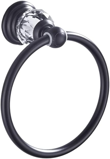 LSLYTQ Bathroom Accessories Towel Holder, Bath Towel Ring, Wall Mount Black Crystal Towel Hanger