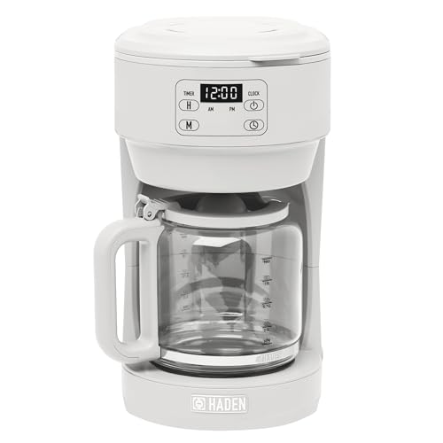 Haden Chelsea 10 Cup Digital Drip Coffee Maker with Glass Carafe Ivory & Chrome