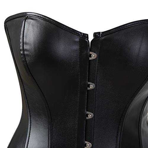 Women's Steampunk Corset Faux Leather Bustier Top Waist Cincher Black 5Xl #TOP4