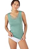 Damart - Camiseta de tirantes con Guipure Thermolactyl, Verde gris, 56