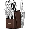 Knife-Set-15-Pieces-Kitchen-Knife-Block-Set-with-Built-in-Knife-Sharpener-Block-Dishwasher-Safe-German-Stainless-Steel-Best-Gift-Silver Knife Set, 15 Pieces Kitchen Knife Set with Built in Sharpener Block, German Stainless Steel Knife Block Set