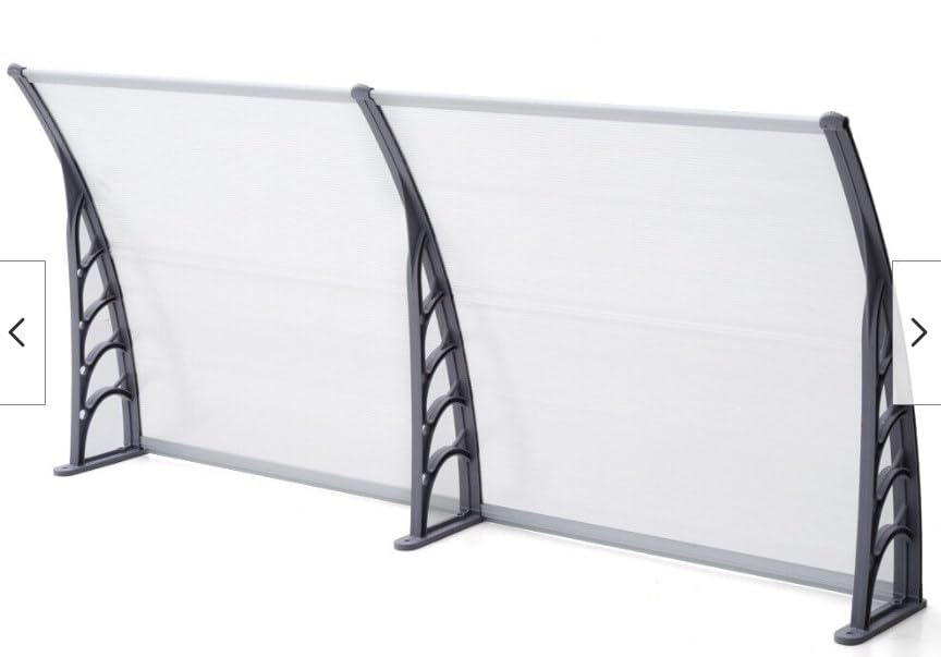 Marquesina para puerta de casa, 120 cm/200 cm, policarbonato transparente, toldo de arco transparente, protege contra la lluvia, la nieve y los rayos UV, color blanco