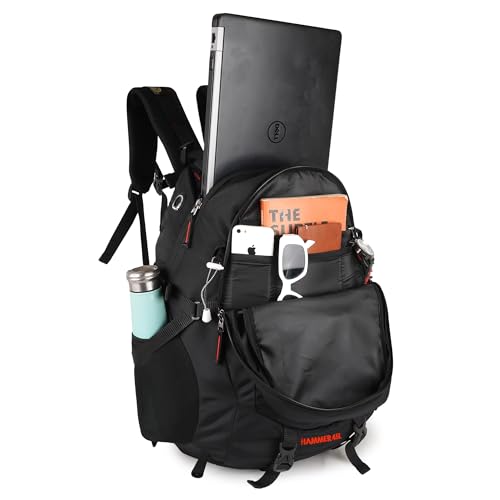 Image of Half Moon 45L Hammer Waterproof 4 Compartment Rucksack /Trekking Bag For Mens | With 17.3 inch Laptop Compartment & Rain Cover | 1 Year Warranty | For Hiking, Travel Backpack For Boys & Girls (Black)