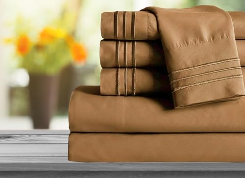 Image of Mocassi Hotel Luxury 1800 Thread Count Bedding Pillowcases King Size Set of 2 - Pillow Covers - Pillow Protector - Cooling Pillowcases (Set of 2 King Size 20 inch x 40 inch, Light Brown)