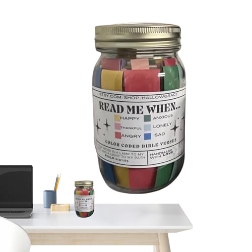 Vaso con versículos de la Biblia, versículos de la Biblia para emociones y sentimientos, exquisitas tarjetas bíblicas con versos codificados por colores en el – Tarjetas de oración, tarjetas
