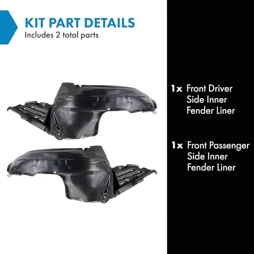 Image of TRQ Front Inner Fender Liner Set Compatible with 2005-2009 Subaru Outback SU1250102 SU1251102