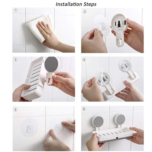 Image of Soap Holder for Bathroom - Non-Drill Wall Mount Magic Sticker Self Adhesive Soap Stand for Bathroom with Removable Drain Tray (1, Double Soap Dish Holder PP)