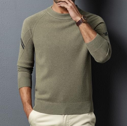 Men's 100% Wool Crewneck Pullover Sweater Casual Loose Fit Sweaters with Ribbing Edge2