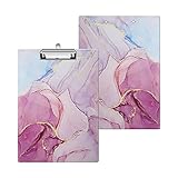 SITHON Clipboard, A4 Letter Size Wooden Clipboard with Low Profile Clip, Retractable Hole for Hanging for Nurses, Students, Classroom, Office, Women, Man, Kid Standard Size 12.5' x 9', Marble Pink