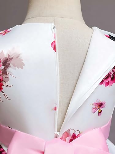 Image of Buy & Try Girl's Satin Floral Printed Frock Knee Length Short Frocks Dress.