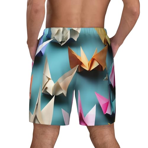 Origami Paper Crane Print Men Stylish Functionality Swim Trunks Breathable Beach Shorts Surfing Gym Fishing4
