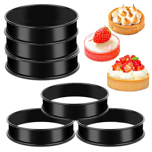 6 Pezzi Coppapasta,Anelli per Torte,Coppa Pasta per Torte,10cm Stampo per Dolci Antiaderenti,Nero Anello per Pasticceria,Stampo per Crostata,Anello di Cottura Per Pasticceria,Dessert,Uova Fritte