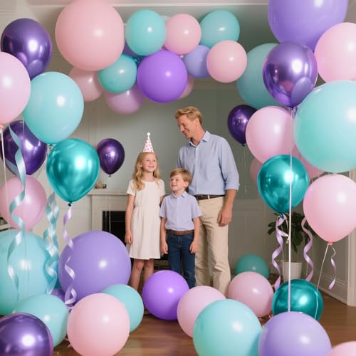Image of 100pcs Teal Balloons 12 Inch Turquoise Aqua Blue Dark Teal Balloon | Teal Latex balloons Wedding Graduation Engagements, Bridal Shower, Mermaid Birthday Party Decorations