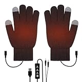 Auniq USB Beheizte Handschuhe Fäustlinge für Herren und Damen, Winter-Heiz-Handschuhe Vollfinger Beheizte Beheizbare Handschuhe Winterhandschuhe für Radfahren Ski Bergsteigen Wandern (Grau)
