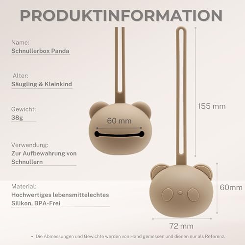 3. Bild von CAJA Schnullerbox 2er Set Schnulleraufbewahrung Silikon BPA frei hygienische Aufbewahrung für Babys und Kleinkinder Panda Design hochwertiges Baby Zubehör Geschenk zur Geburt und Baby Erstausstattung