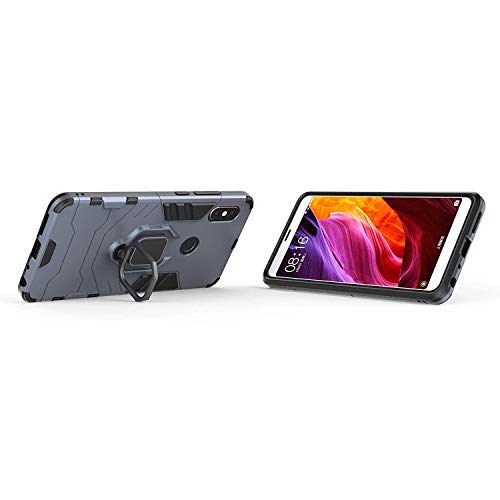Image of JANAK RAJ Ringstand Armor Bumper Back Case Cover Compatible with Xiaomi Redmi Note 5 Pro | Tough Rugged Shockproof PC+TPU Kickstand 360 Protective Design - Navy Blue