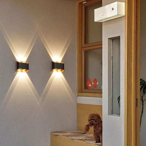 Nowoczesna wodoodporna zewnętrzna lampa ścienna stylowy aluminiowy kinkiet do willi balkonowej werandy i wejścia Wszechstronna oprawa oświetleniowa do wnętrz/na zewnątrz (kolor B rozmiar A6)