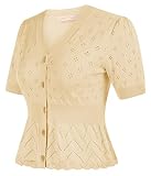 Women's Short Sleeve Cropped Cardigan Apricot Ruffle Bolero Sweater Vintage Short Sleeve Shrugs Swea